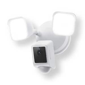 Wired Outdoor Wi-Fi Floodlight v2 Home Security Camera with 2K Video, Color Night Vision, Motion Activated LEDs - White