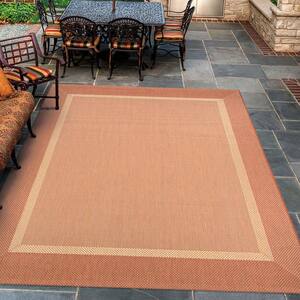 Recife Stria Texture Natural-Terracotta 2 ft. x 4 ft. Indoor/Outdoor Area Rug