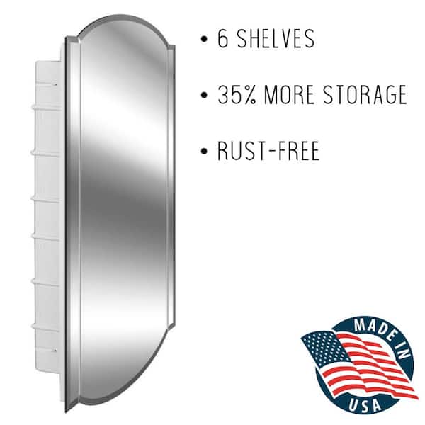 ZACA SPACECAB Betelgeuse 16 in. x 30 in. x 3-1/2 in. Frameless Recessed 1 Door Medicine Cabinet with 6 Shelves and Arch Mirror
