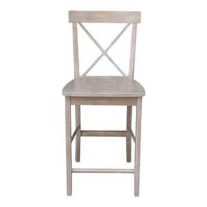 X Back 24 in. H Weathered Taupe Gray Counter Stool