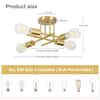 TOZING 16 in. 4-Light Modern Sputnik Gold Ceiling Light