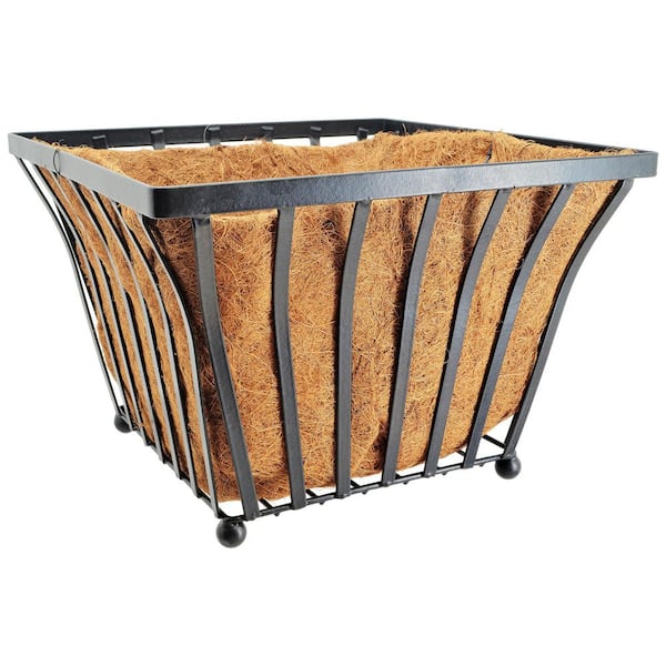 Solstice 18 in. Square Black Metal Coconut Planter