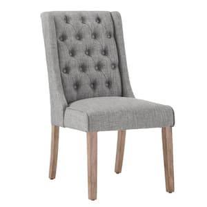 Grey Wash Grey Tufted Linen Upholstered Side Chair (Set of 2)