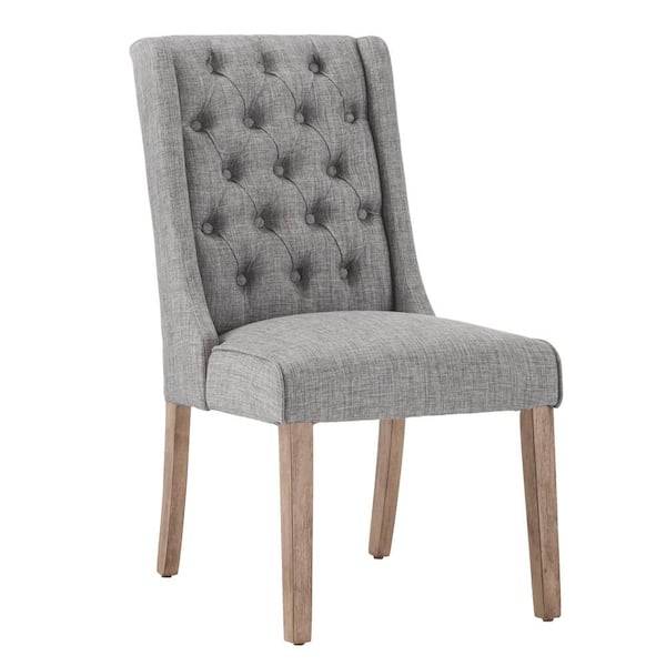 HomeSullivan Grey Wash Grey Tufted Linen Upholstered Side Chair (Set of 2)