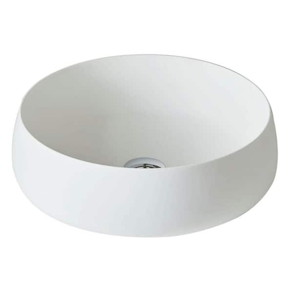 Moray 16.54 in. Stone Resin Vessel Round Modern Bathroom Sink in White