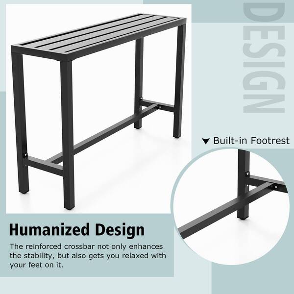 ANGELES HOME 55 in. Rectangular Metal Outdoor Dining Bar ANGELES HOME 55 in. Rectangular Metal Outdoor Dining Bar