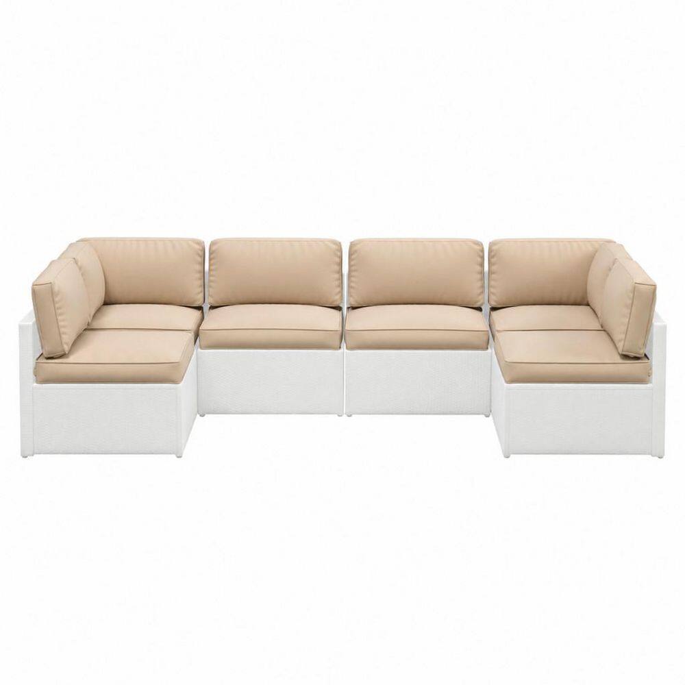 25.59 in. x 25.59in. x 3.94in. Outdoor Sectional Cushion Set - 14-Piece Cotton Fill Beige Cushions for Patio Wicker Sofa