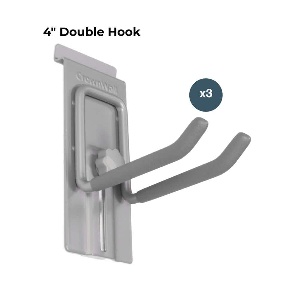 Slatwall 55 lbs. 4 in. Locking Double Hook (3-Pack) - 1