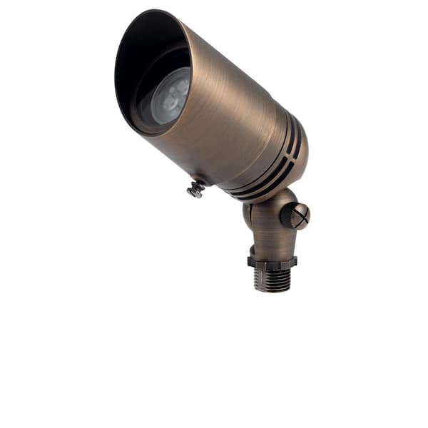 Low Voltage Adjustable Cowl Centennial Brass Hardwired Outdoor Weather Resistant Spotlight with No Bulbs Included