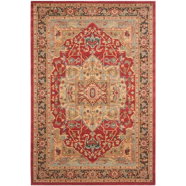 SAFAVIEH Mahal Natural/Navy 5 ft. x 8 ft. Border Area Rug