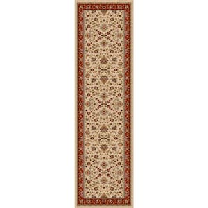 Como Ivory/Brick 2 ft. x 8 ft. Traditional Oriental Floral Area Rug
