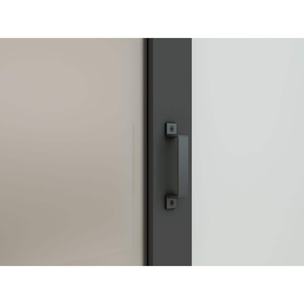 36-in x 84-in Black MDF Barn Door with Frosted Glass