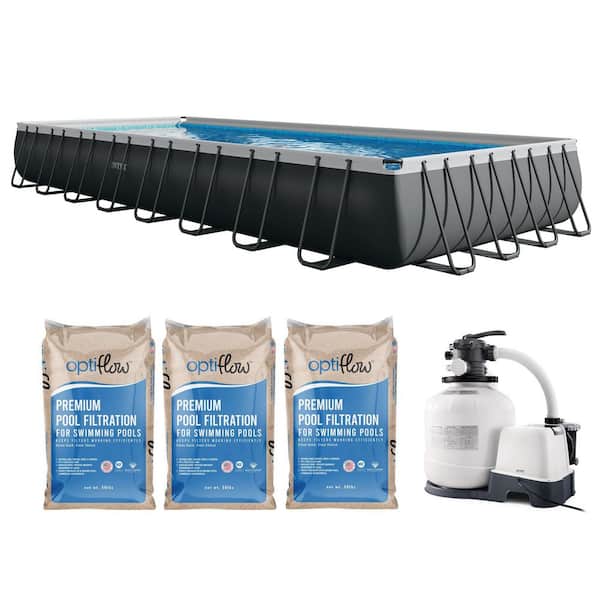 Ultra XTR 32 ft. x 16 ft. Rectangle 52 in. Above Ground Pool Set with OptiFlow Premium Filter Sand