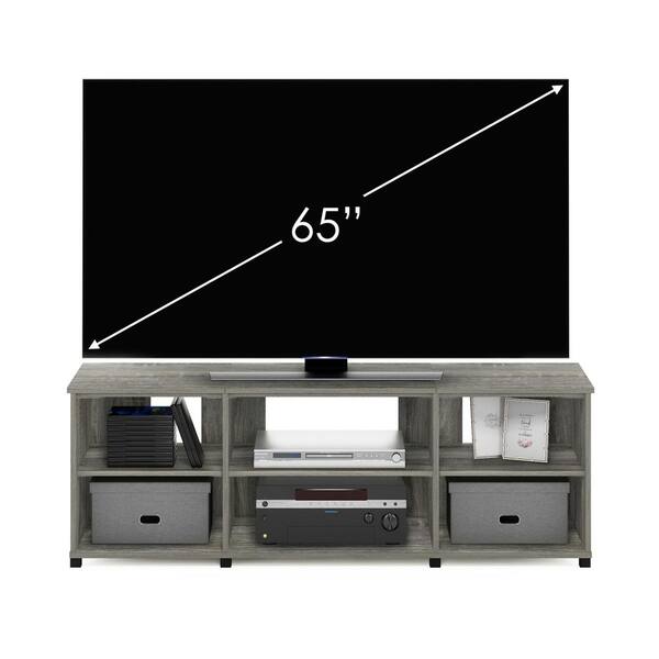 Furinno Montale 59 in. French Oak Grey TV Stand with Shelves for TV up to 65 in.