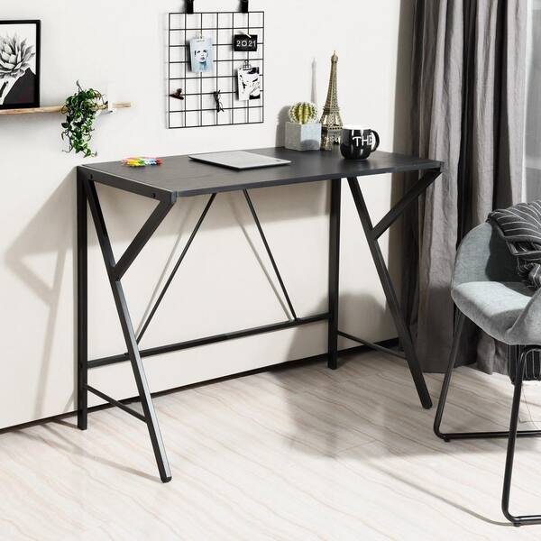 Brown Benjara Wood and Metal Frame Adjustable Writing Desk with Canted Base