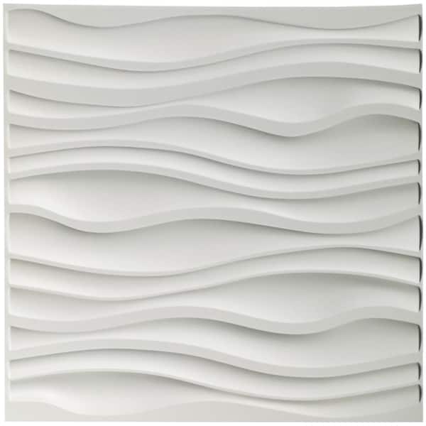 Art3d PVC Wall Panel Matt White Wavy Design,Pack of 12 Tiles Cover 32 Sq.Ft 