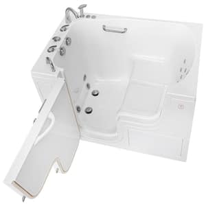 TransferXXXL 55 in. x 36 in. Acrylic Walk-In Whirlpool Bathtub in White, Heated Seat, Fast Fill Faucet, LHS Dual Drain