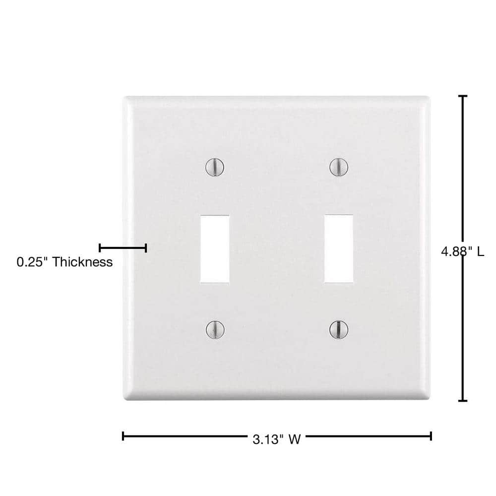 White Standard Size 2-Gang Toggle Wall Plate