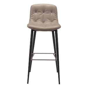 30.3 in. Taupe Low Back Metal Bar Chair with Upholstery Seat Set of 2