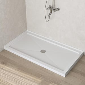 Classic Acrylic 60 in. L x 32 in. W Alcove Shower Pan Base in White with Center Drain