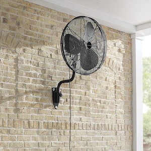 24 in. 3-Speed Oscillating High Velocity Black Wall Mount Fan with 3 Blades