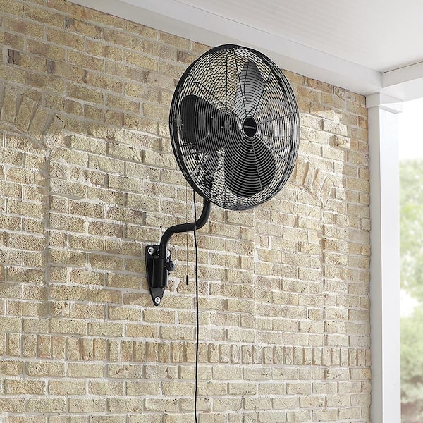 24 in. 3-Speed Oscillating High Velocity Black Wall Mount Fan with 3 Blades