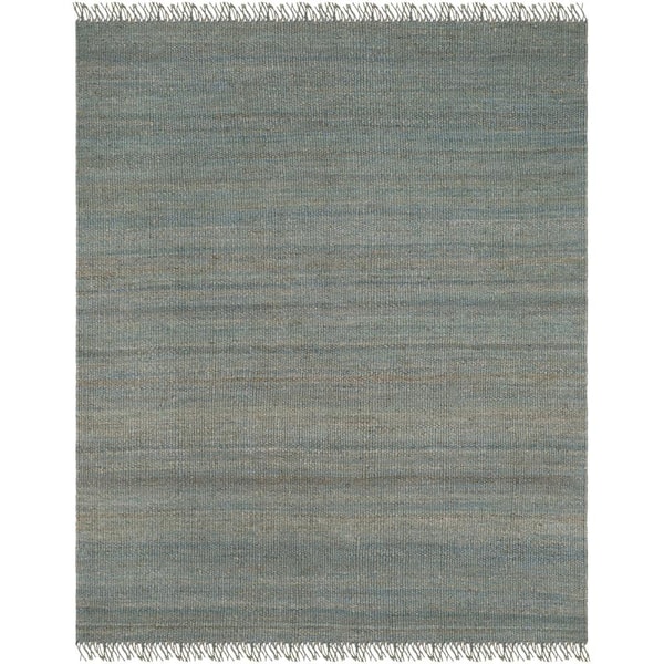 Natural Fiber 9 ft. x 12 ft. Blue Solid Color Area Rug