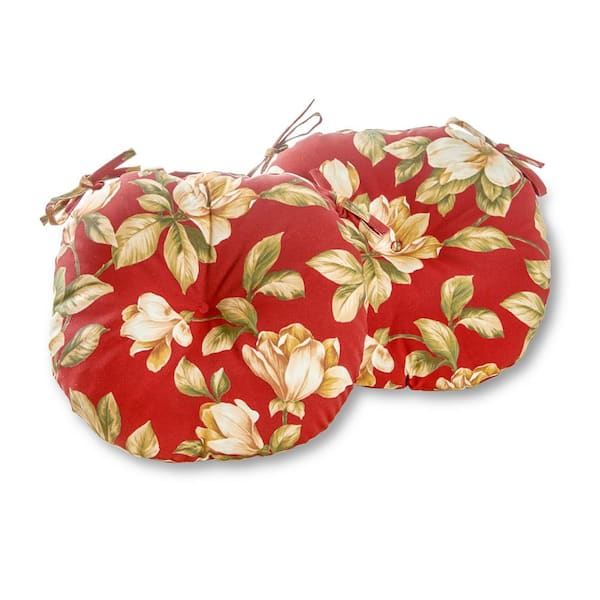 Greendale Home Fashions Roma Floral 15 in. Round Outdoor Seat Cushion (2-Pack)