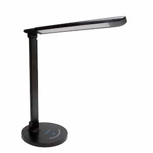 16 in. Black LED Desk Lamp with Color Temperature Changing and Dimming