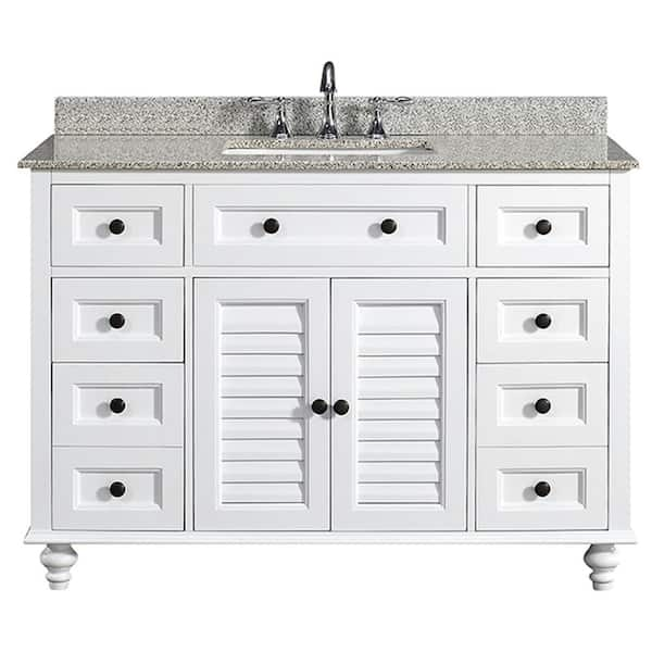 Ove Decors Heather 48 In W X 22 In D Vanity In White With Granite Vanity Top In Beige With White Basin Heather 48 The Home Depot