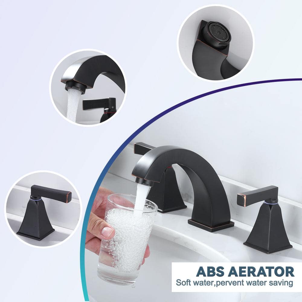 Oil Rubbed Bronze 8-Inch Widespread Double Handle Bathroom Faucet