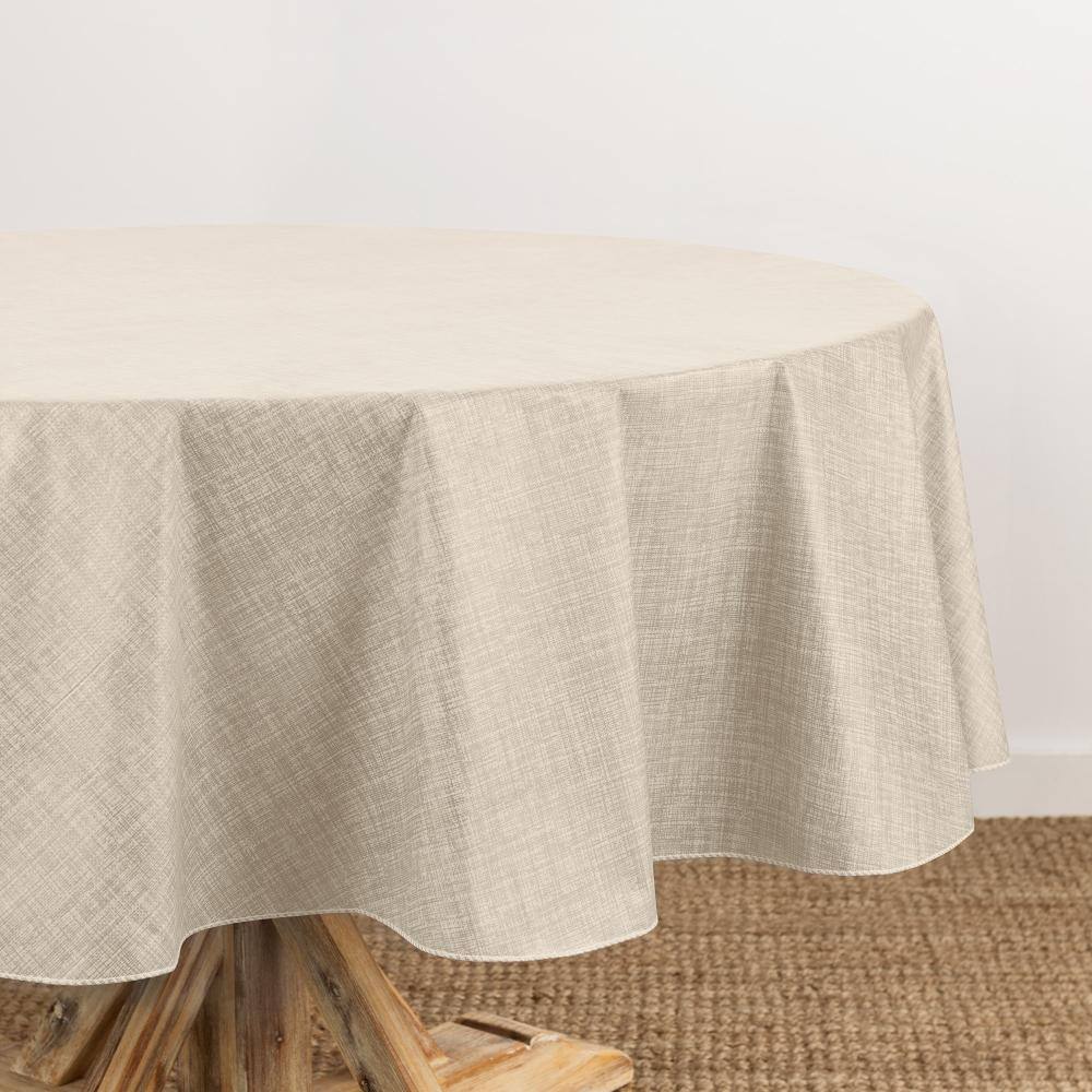 "Monterey Linen Texture Vinyl Indoor/Outdoor Tablecloth, Ivory - 60""W x 84""L Oval" price history on PriceWatchPro