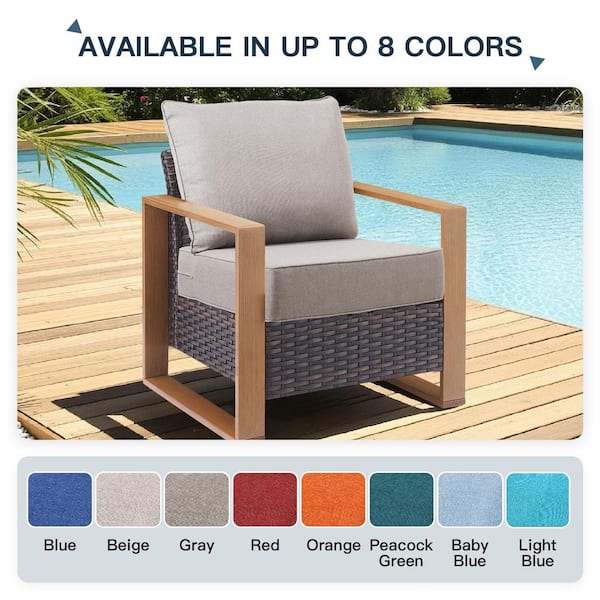 PlushCore 22 in. x 24 in. x 6 in. 6-Piece Deep Seating Outdoor Couch Thick Cushion Set in Beige (3-Set)