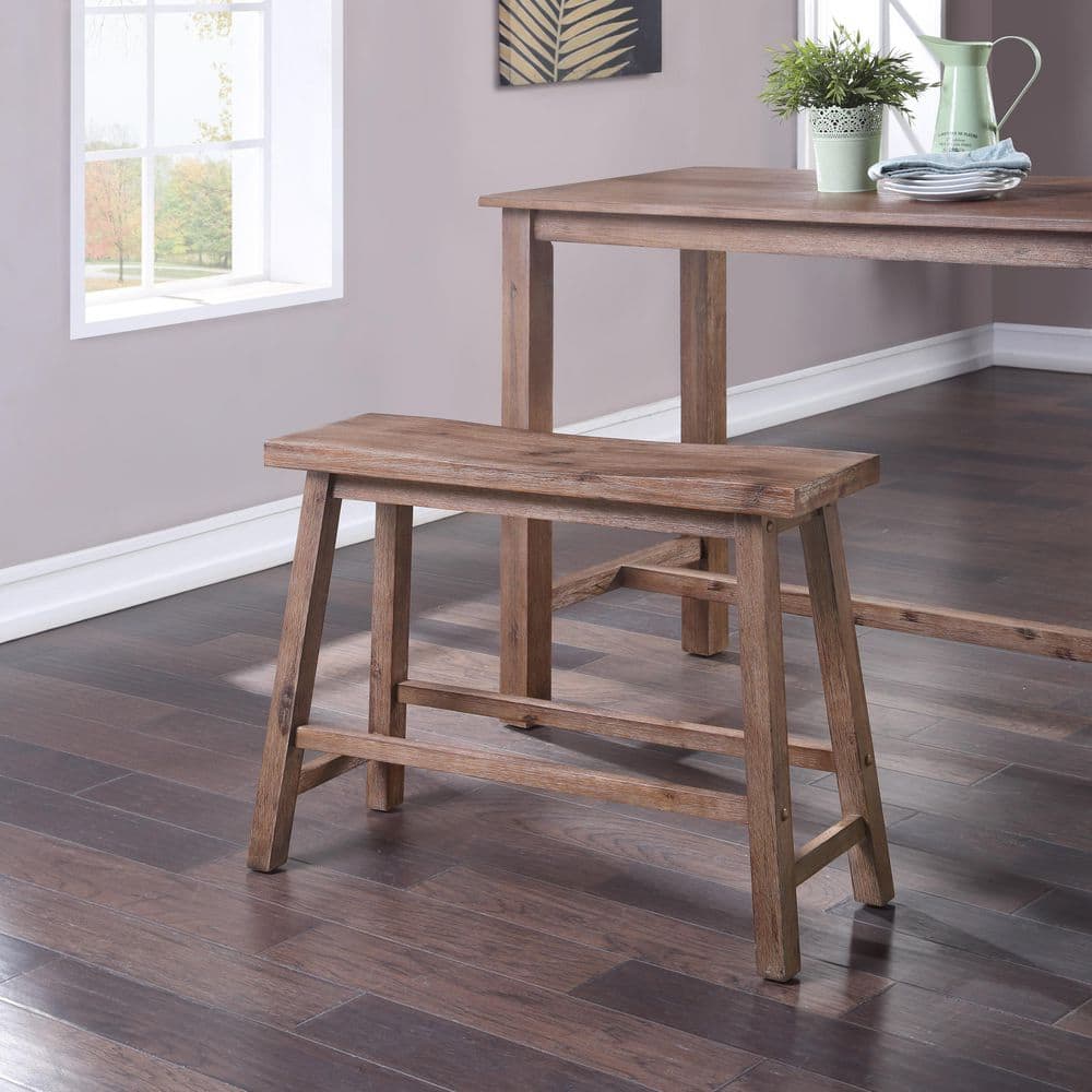 Sonoma Rustic 36" Barnwood Wire-Brush Solid Wood Dining Bench