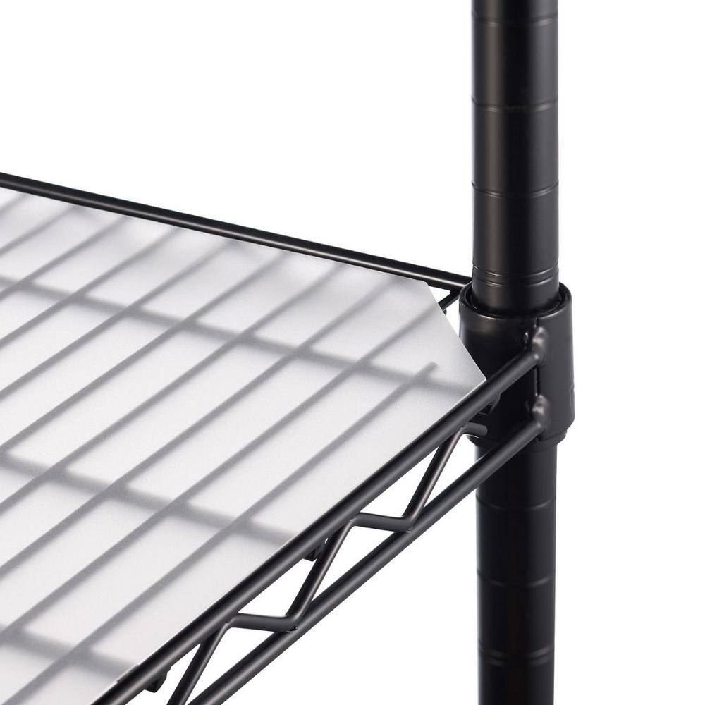 Trinity 4-Tier Black Steel Wire Shelving Unit on Wheels, 48x18x72