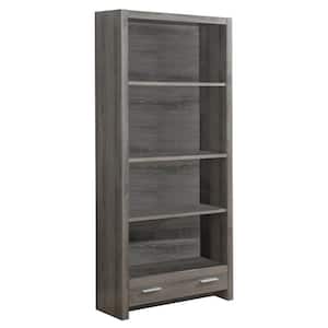 71.25 in. Dark Taupe Wood 4-shelf Standard Bookcase with Adjustable Shelves