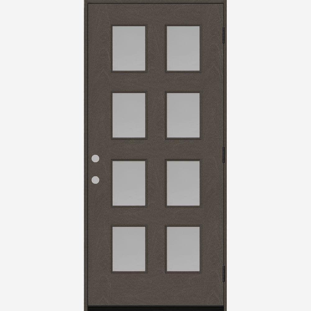 Regency 42 in. x 80 in. 8L Modern Clear Glass LHOS Ashwood Stained Fiberglass Prehung Front Door w/6 in. Jamb price history on PriceWatchPro