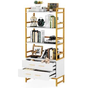 Tribesigns Earlimart 70.8 in. Rustic Wood Bookshelf 4-Tier Etagere ...