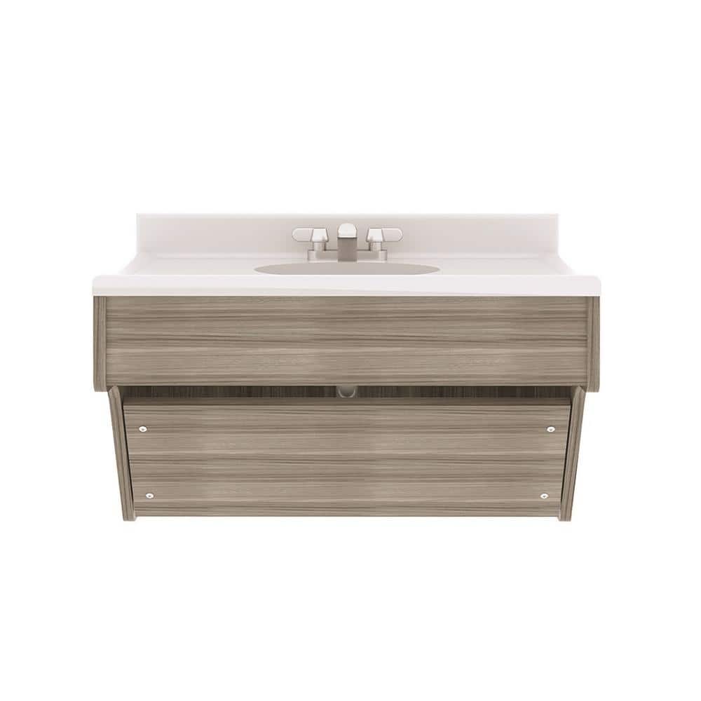 Shadow Elm Gray Composite Wood Single Wall Vanity with Marble Top