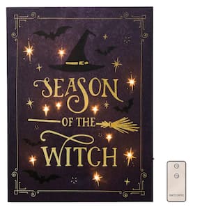 12 in. Battery Operated Lighted Wall Art with Remote Control - Season of The Witch