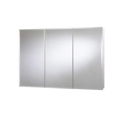 48 in. W x 30 in. H x 5-1/4 in. D Frameless Tri-View Surface-Mount Medicine Cabinet with Easy Hang System in White
