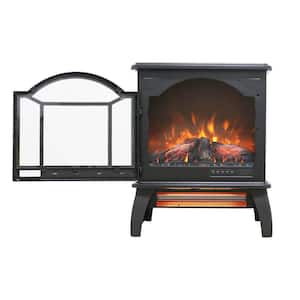 18 in. Freestanding 3D Infrared Electric Fireplace Insert Stove with Remote Control in Antique Black