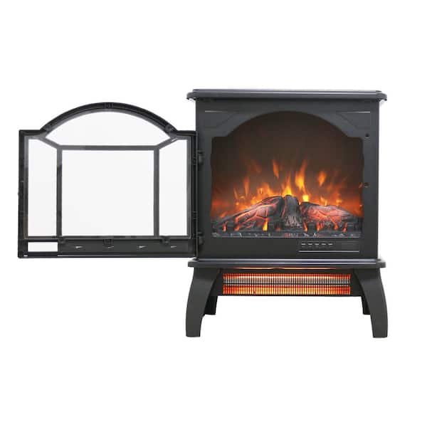 Runesay 18 in. Freestanding 3D Infrared Electric Fireplace Insert Stove with Remote Control in Antique Black
