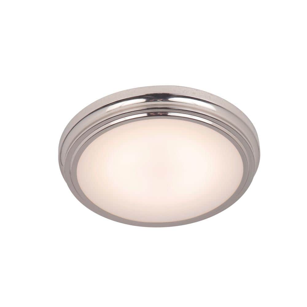 Brushed Polished Nickel LED Flush Mount Ceiling Light with Frosted Glass Shade
