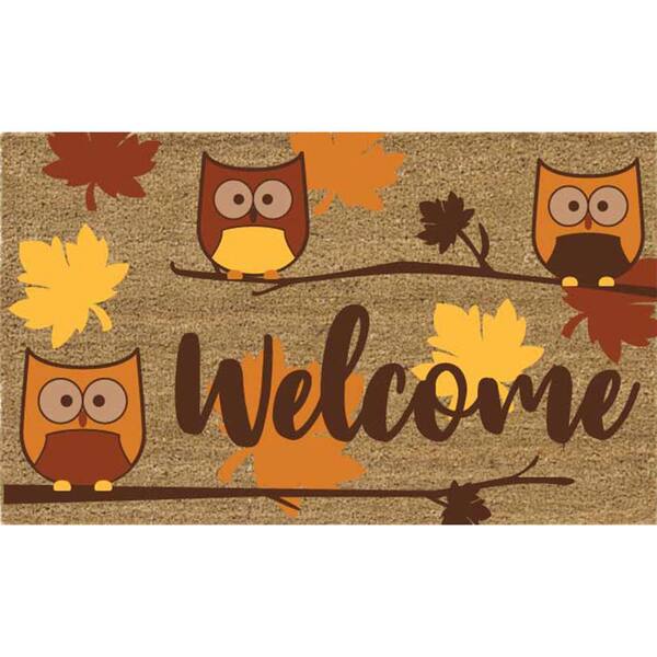 Home Accents Holiday Welcome Owls 18 in. x 30 in. Coir Door Mat