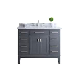 Danny 42 in. Single Vanity in Maple Gray with Marble Vanity Top in Carrara White