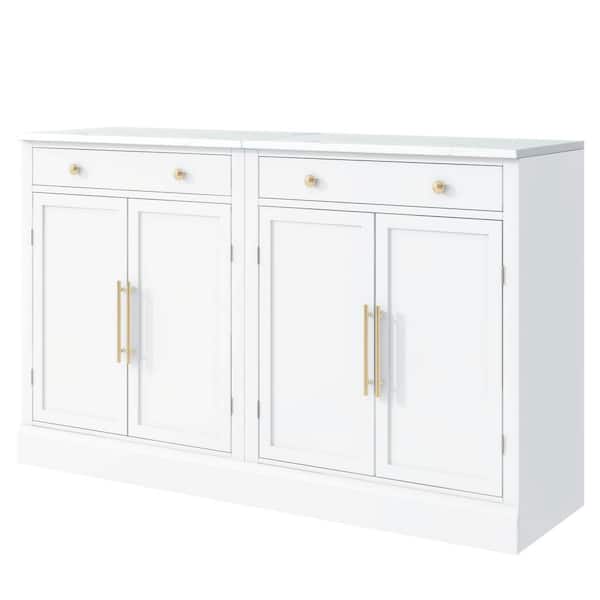 28.7 in. W x 17.5 in. D x 35.4 in. H Bathroom White Linen Cabinet Set of 2