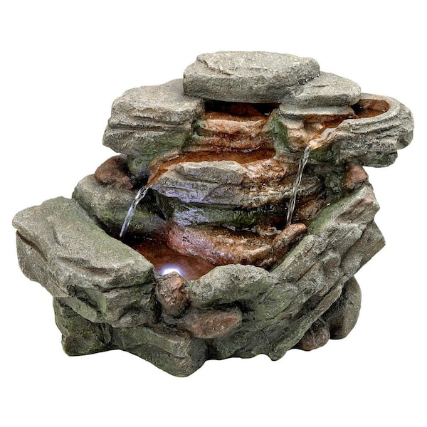 Design Toscano Waterfall Creek Cascading Stone Bonded Resin Tabletop Fountain