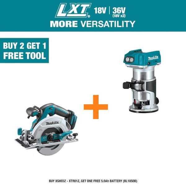 18V LXT Lithium-Ion Brushless 6-1/2 in. Circular Saw with 18V LXT Brushless Variable Speed Compact Router