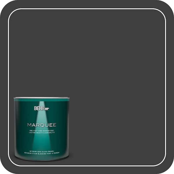 BEHR MARQUEE 1 qt. Black One-Coat Hide Semi-Gloss Enamel Interior Paint & Primer